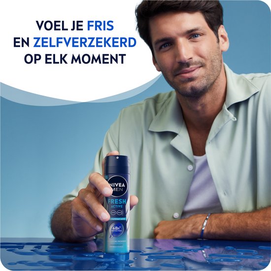 NIVEA MEN Fresh Active Deodorant Spray - Deo Beschermt 48 uur - Aluminiumvrij - Voordeelverpakking 6 x 150 ml