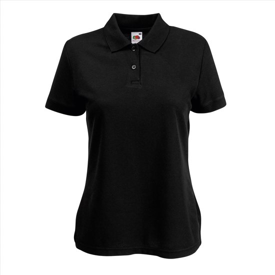Fruit of the Loom - Dames-Fit Pique Polo - Zwart - XS