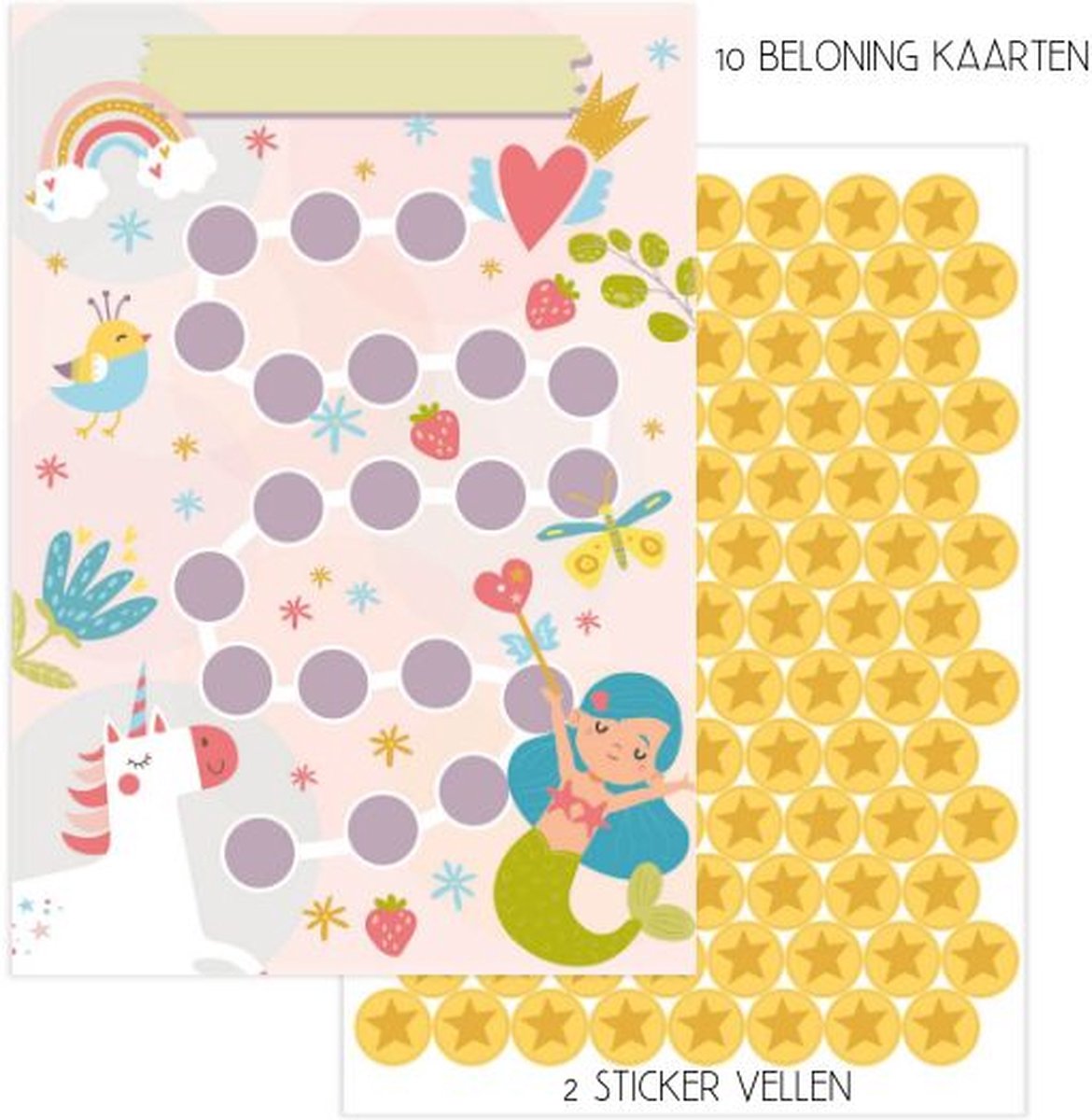 Goedkoopste Beloningskaart met stickers - Fantasie (10 st.) / zindelijkheidstraining - beloningssysteem - stickerkaart
