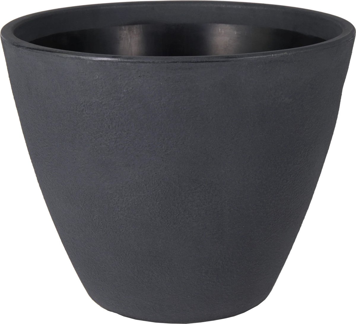 Mega Collections Plantenpot/bloempot - kunststof - zwart - dubbelwandig - D40 x H35 cm