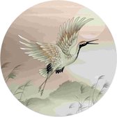 Glasschilderij Kraanvogels in Pastel Ø 50 cm
