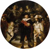 Rembrandt van Rijn De Nachtwacht - Glasschilderij rond 70 x 70 cm