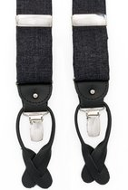 Albert Thurston 2467/1 - bretels - donkergrijze banden van Hardy Minnis wol - zwart leer - Y model - clips en lussen