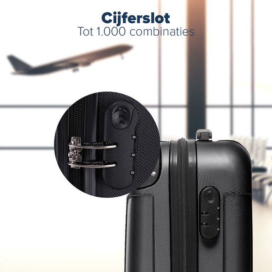 Ensemble valise TRVLMORE - 3 pièces - 38L (bagage à main) + 70L + 110L - Zwart