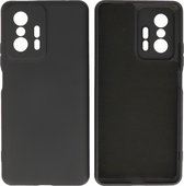 Hoesje Geschikt voor Xiaomi 11T - 2.0mm Dikke Fashion Telefoonhoesje Backcover - Siliconen Hoesje - Zwart
