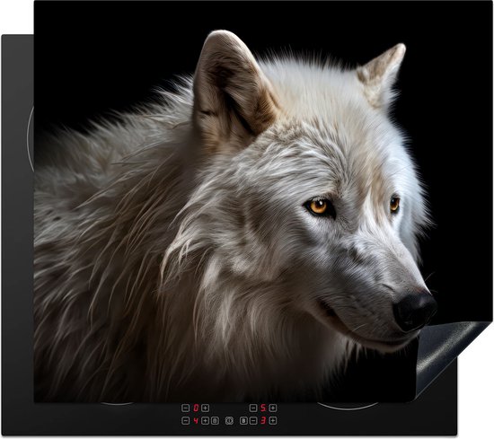 Kookplaataccessoires - Inductie beschermer - 60x52 cm - Inductie Afdekplaat - Anti Slip Mat - Dieren - Wolf - Zwart - Inductiebeschermer - Voor kookplaat - Werkbladbeschermer - Keuken decoratie - Accessoires