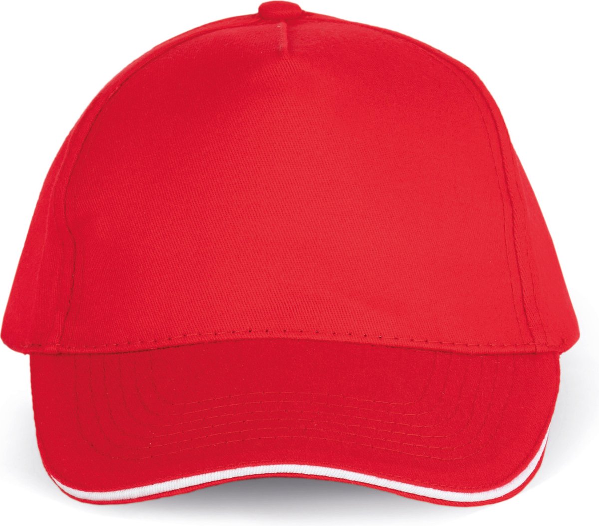 K-up 5 Panel Cap/Pet met contrasterende bies Red / White - One Size