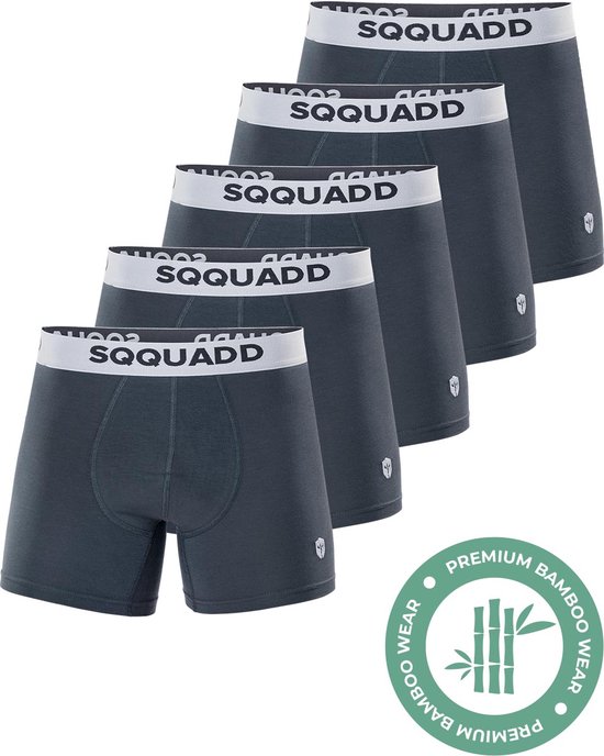 SQQUADD® Bamboe Ondergoed Heren - 5-pack Boxershorts - Maat S - Comfort en Kwaliteit - Voor Mannen - Bamboo - Grijs