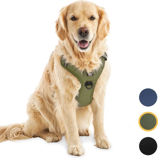 Harnais pour chien - Harnais anti- Trek - Harnais pour chien - Y Harness Dog - Réfléchissant - Vert - Taille XL