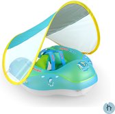Thuys Baby Float - Baby Zwemband - met Afneembare Zonnescherm en Handpomp - Opblaasbaar Rubberboot - 3 tot 10 maanden - Blauw