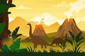 Fotobehang Dinosaurussen En Landschap - Vliesbehang - 368 x 280 cm