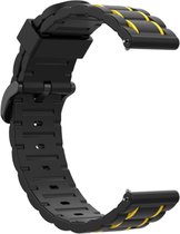 Strap-it Smartwatch bandje 20mm - sport gesp bandje geschikt voor Samsung Galaxy Watch 42mm / Watch 3 41mm / Watch Active & Active2 / Watch 4 / 4 Classic / Watch 5 & 5 Pro / Watch 6 / 6 Classic / Gear Sport - zwart/geel