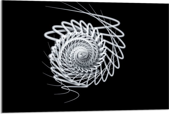 Acrylglas - Zwart - Wit - Lijnen - Vorm - Rondje - 90x60 cm Foto op Acrylglas (Met Ophangsysteem)