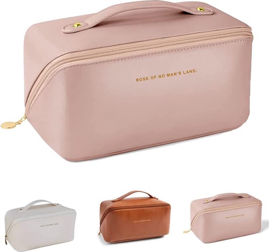Grote Make-uptas Voor Dames – Reistas Met Vakindeling, 25x18x18 Cm, Roze, Draagbaar Met Handvat (organizer Voor Cosmetica)