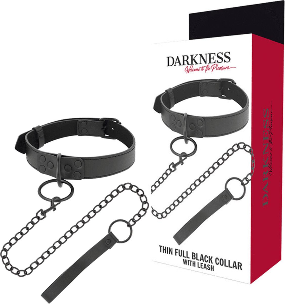 Goedkoopste DARKNESS BONDAGE | Darkness Thin Black Full Collar With Leash