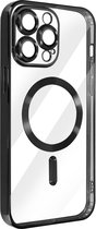 MagSafe Case Geschikt voor Apple iPhone 14 Pro Max Siliconen Bescherming Camera Chroom Zwart