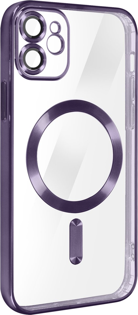 MagSafe Case Geschikt voor Apple iPhone 11 Siliconen Bescherming Camera Chroom Paars