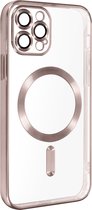 MagSafe Case Geschikt voor Apple iPhone 12 Pro Siliconen Bescherming Camera Chroom Champagne
