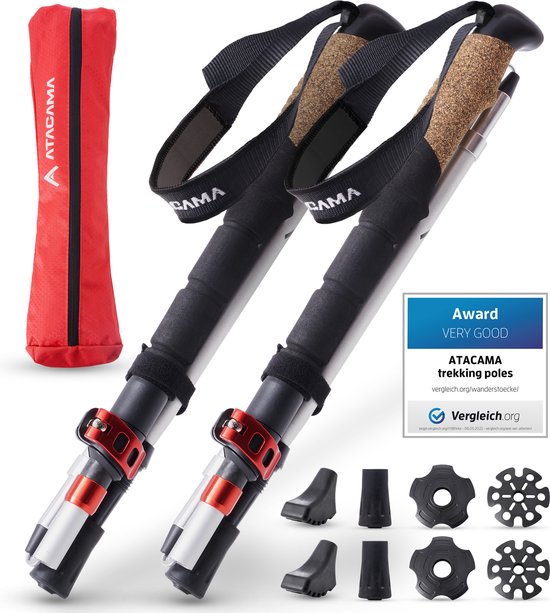 Atacama wandelstokken trekkingstokken opvouwbaar carbon - Telescopische wandelstokken licht - Nordic walking stokken absorberend telescopische wandelstok gum mi opvouwbaar