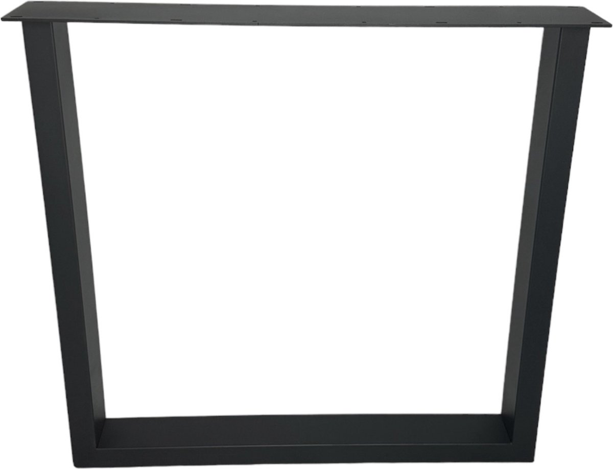 Maison DAM – 1x industriële tafelpoot U met koker 8x4cm, Lengte: 78cm, hoogte: 72cm, mat zwart fijn structuur, hoogwaardige kwaliteit - Inclusief steldop - Topplaat; 4mm dik