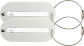 Kofferlabel Isa - 2x - zilver - 8.5 x 4 cm - reiskoffer/handbagage label
