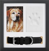 Navaris fotolijst voor huisdieren aandenken - Voor foto pootafdruk en halsband van hond of kat - 27 x 28 cm - 3-in-1 set inclusief klei