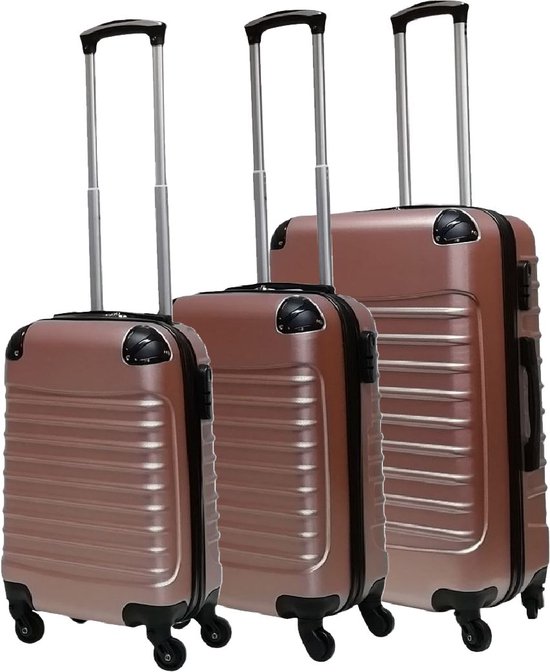 Ensemble de 3 valises en ABS Castillo Quadrant - 2 valises à main / 1 grande valise - Or Gold