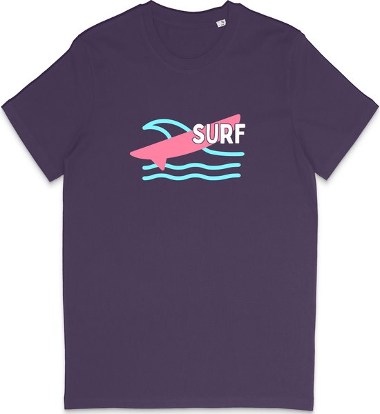 T Shirt Heren Dames - Surf - Grafische Print - Paars - L