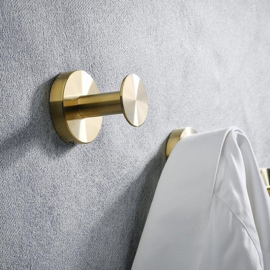stusgo 6 stuks gouden handdoekhaken aan de muur gemonteerd