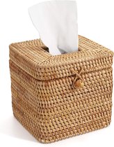 Rotan Tissue Box Decoratieve Geweven Tissue Houder Tissue Dispenser voor Badkamer/Keuken/Kantoor 14.5 x 14.5 x 12.7cm