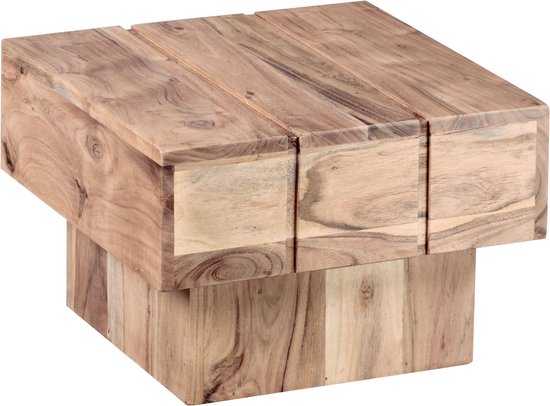 Table Rootz Table basse en bois dur Acacia Table basse 44 x 44 x 30 cm Cube large Massief carré