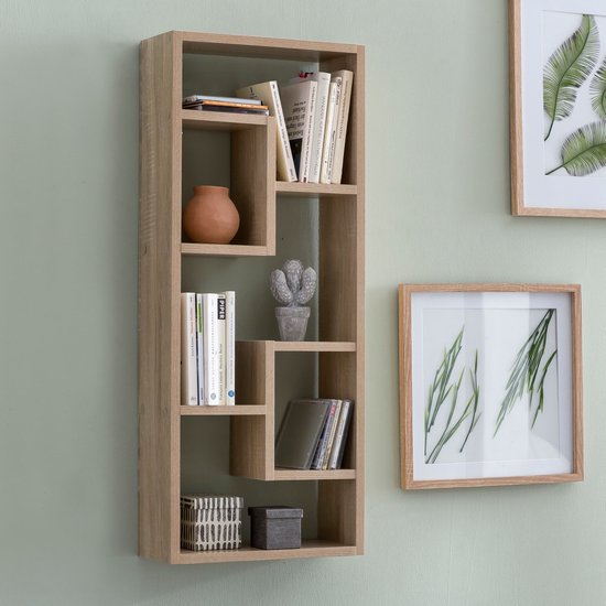 Étagère murale Rootz - Sonoma - Étagère suspendue au Design moderne - Étagère murale flottante en bois - Bibliothèque étroite - Étagère flottante haute décorative - 36x90x13,5 cm
