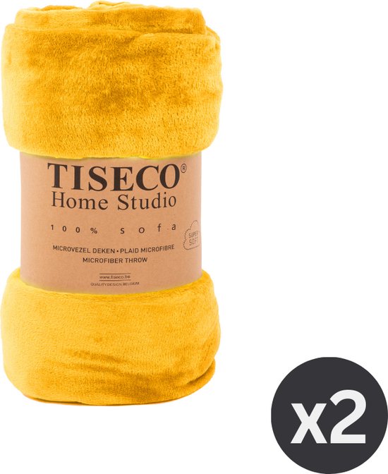 Tiseco Home Studio - Plaid COSY - SET/2 - microflanelle - 220 g/m² - 130x160 cm - Yellow sunflower