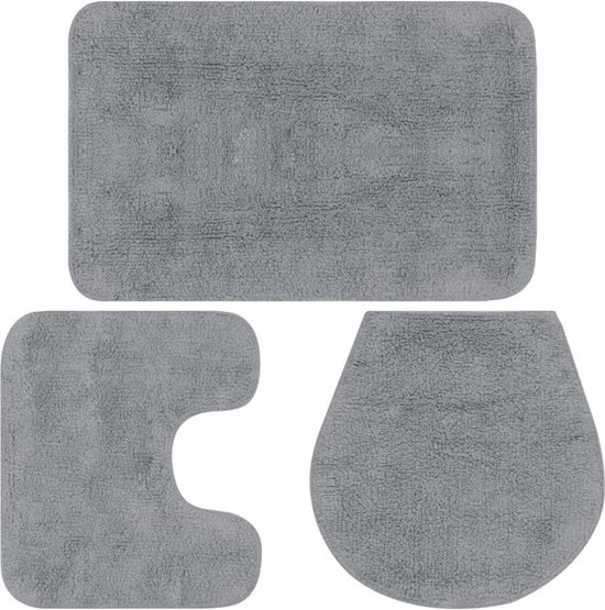 Tapis de bain et contour w.c doux en pur coton gris