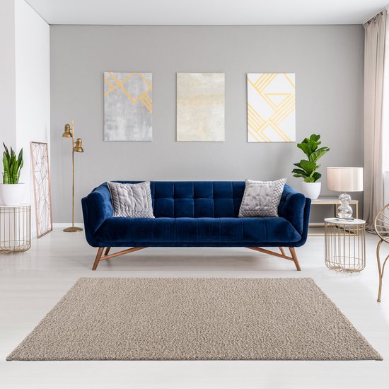 Tapis Impression Shaggy Beige à poils longs - 140x200CM