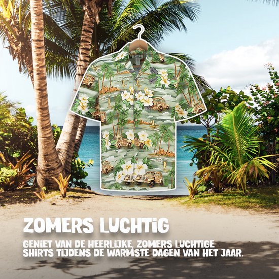 Hawaii Blouse Mannen - Shirt - Hemd - 100% Katoen - Overhemd Heren Korte Mouw - Made in Hawaii "Bloemen op Hawaii" Maat M