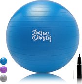 Originele gymnastiekbal incl. luchtpomp | yoga bal BPA-vrij | pilates bal tot 150 kg belastbaar | zitbal 65 cm | 75 cm | fitnessbal voor thuis | trainingsbal blauw