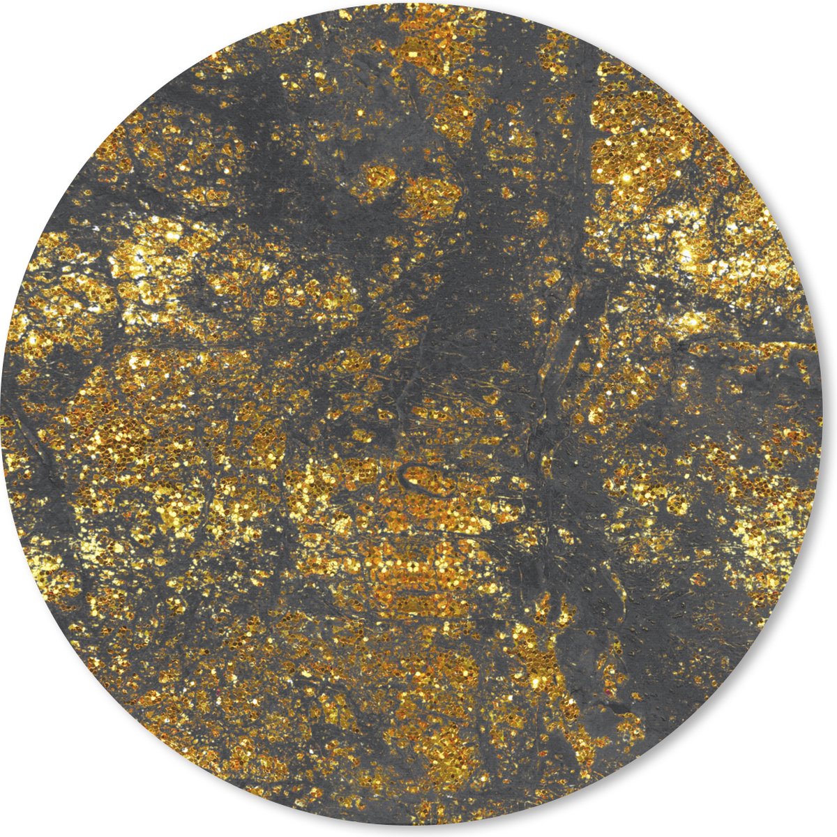 Muismat rond 40x40 cm - Mousepad Marmer - Goud - Glitter - Zwart - Ronde muismatten