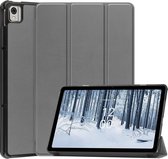 Tri-Fold Book Case met Wake/Sleep - Geschikt voor Nokia T21 Hoesje - Grijs