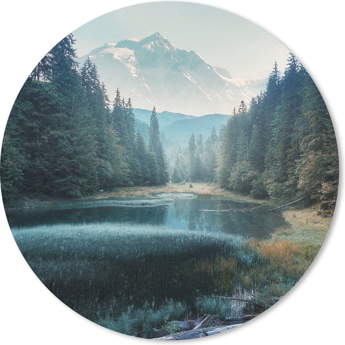 Muismat rond 40x40 cm - Mousepad Bos - Gras - Bergen - Bomen - Natuur - Ronde muismatten
