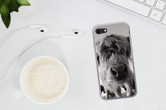 Coque iPhone 7 - Highlander écossais - Zwart - Wit - Animaux - Coque de téléphone en Siliconen