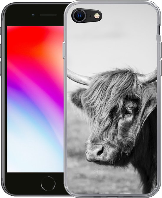 Coque iPhone 7 - Scottish Highlander - Animaux - Zwart - Wit - Étui de téléphone en Siliconen