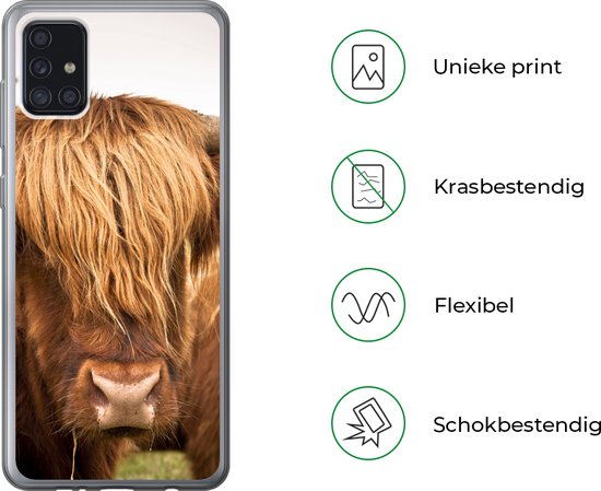 Coque Samsung Galaxy A52 5G - Highlanders écossais - Marron - Herbe - Siliconen