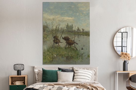 Nids de canard - Peinture de Paul Joseph Constantin Gabriel Toile 120x160 cm - Tirage photo sur Toile (Décoration murale salon / chambre) XXL / Groot format!