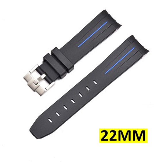 Siliconen Horlogeband - Arc Band - Sport Waterdicht - Voor Seiko Skx modellen - Seiko 5 - 22MM - Zwart Blauw