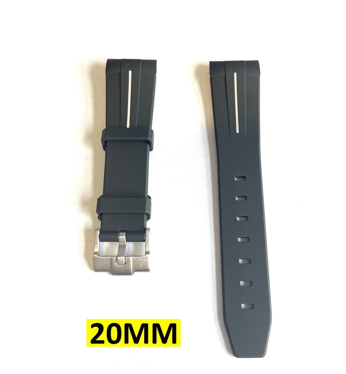 Siliconen Horlogeband - Arc Band - Sport Waterdicht - Voor Seiko Skx modellen - Seiko 5 - 20MM - Zwart Wit