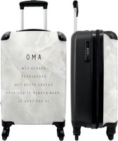 NoBoringSuitcases.com - Koffer - Quotes - Oma - Marmer - Wit - Marmerlook - Past binnen 55x40x20 cm en 55x35x25 cm - Trolley handbagage - Valiezen met wieltjes volwassenen - Reiskoffer op wielen - Rolkoffer lichtgewicht