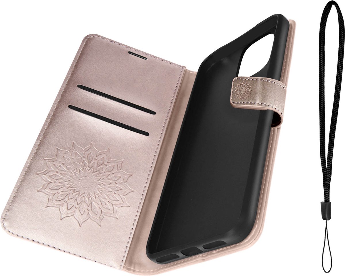 Mandala Bloemenhoes Geschikt voor Apple iPhone 11 Portefeuille Lichtroze