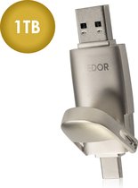 Xedor® - Clé USB 1 To - Flash USB - 2 en 1 - USB C - USB A 3.2 Gen 2 - Téléchargement 500 Mo/s - Téléchargement 450 Mo/s - Convient pour Ordinateur / IOS / Android