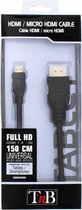 T'nB CBMHDMI HDMI kabel 1,5 m HDMI Type A (Standaard) HDMI Type D (Micro) Zwart